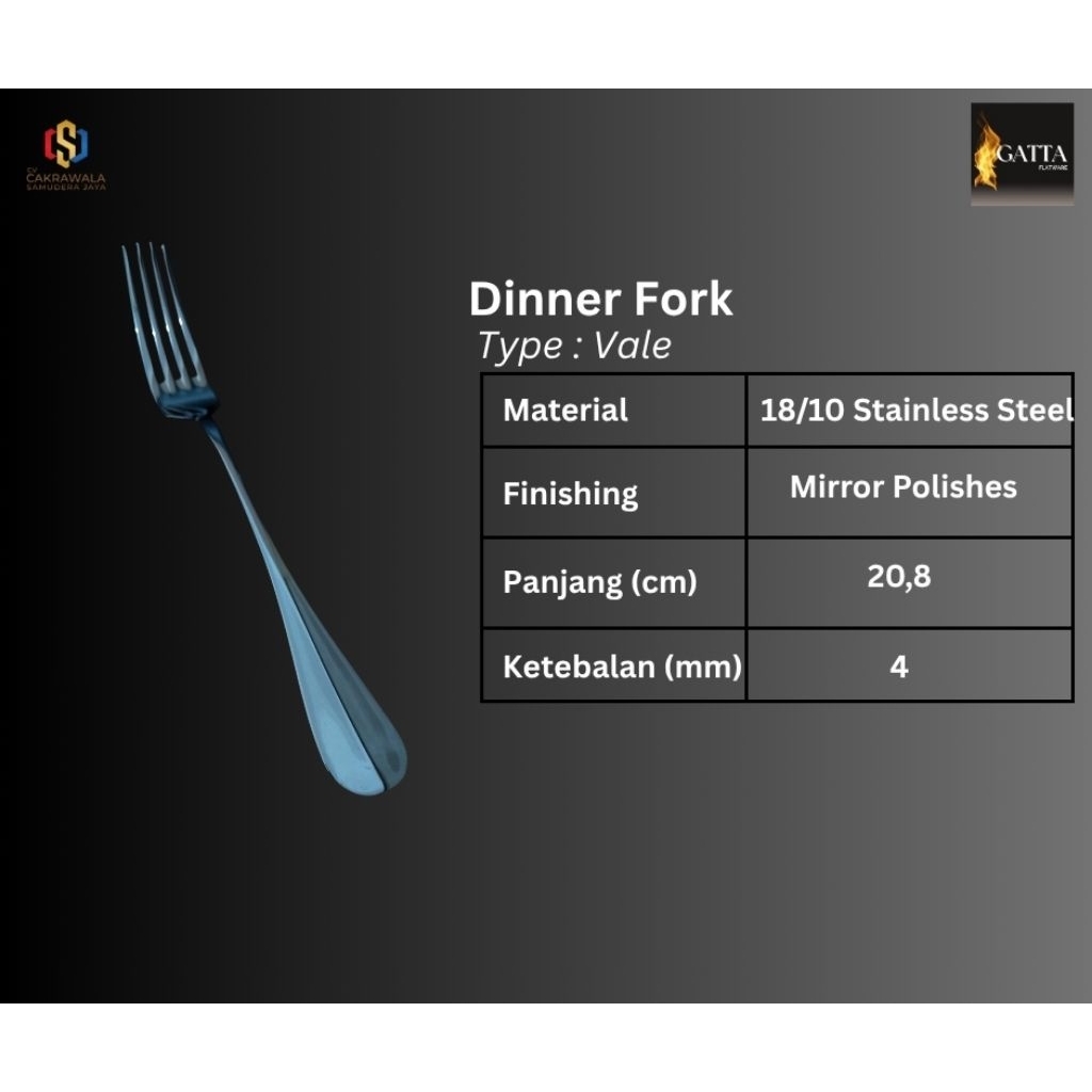 Sendok Garpu Tebal / Dinner Fork / kelas Hotel isi 6