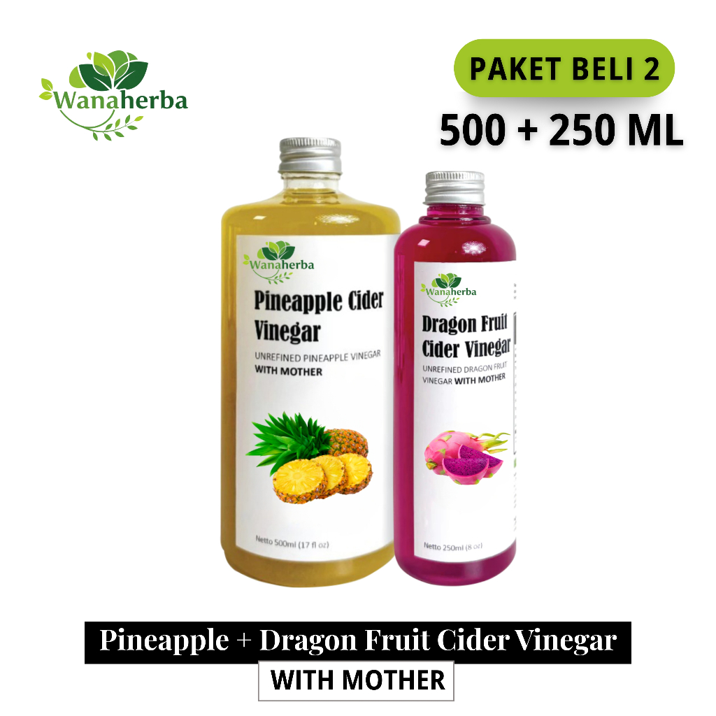 

Wanaherba Cuka Nanas + Cuka Buah Naga With Mother 500 + 250 ML Paket 2 Botol