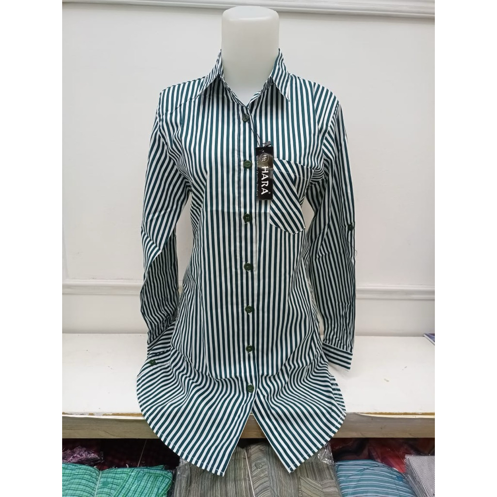 Tunik Hara Katun Oxford Polos List Salur