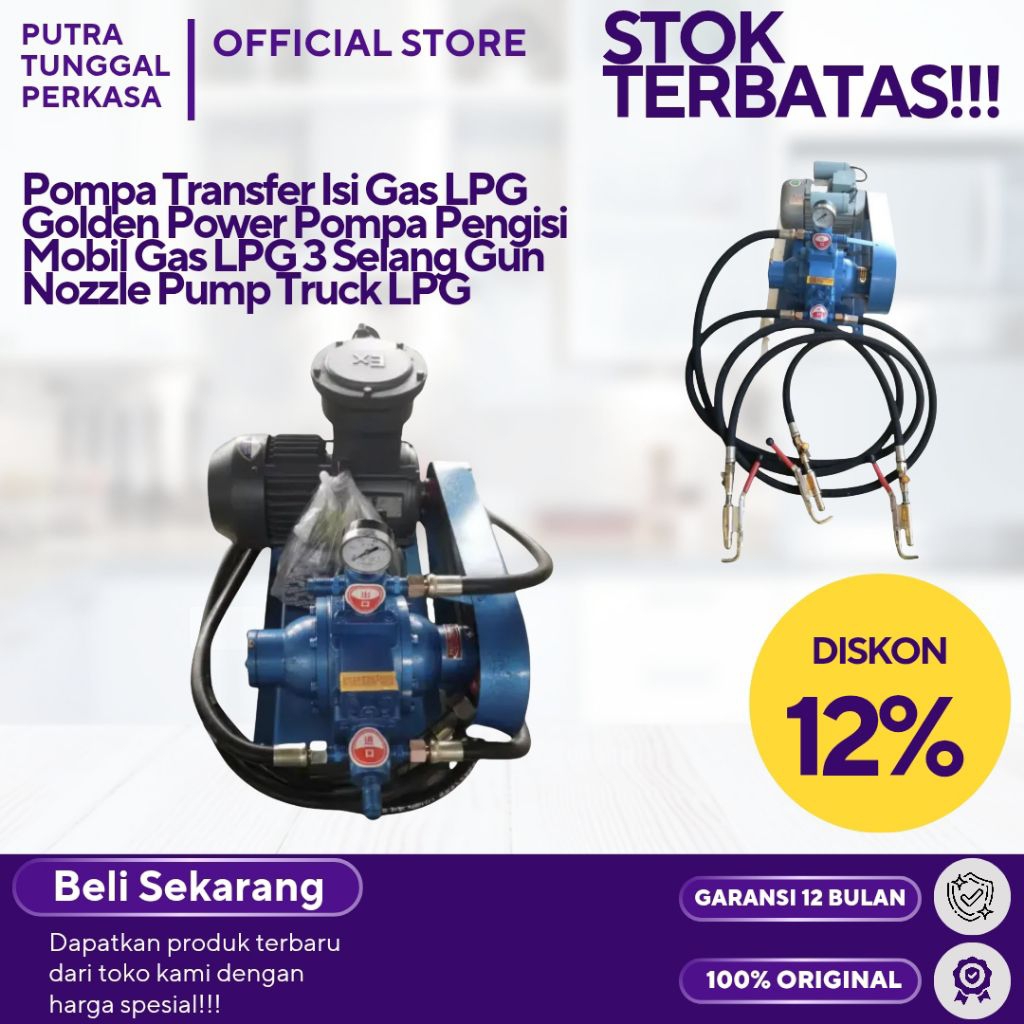 Pompa Transfer Isi Gas LPG Golden Power Pompa Pengisi Mobil Gas LPG 3 Selang Gun Nozzle Pump Truck L