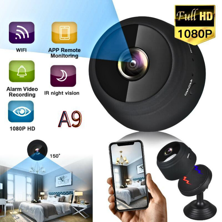 KING Taffware Kamera CCTV Mini WiFi Tersembunyi Tanpa Kabel Terhubung Hp Jarak Jauh OutdOor 1080P A9