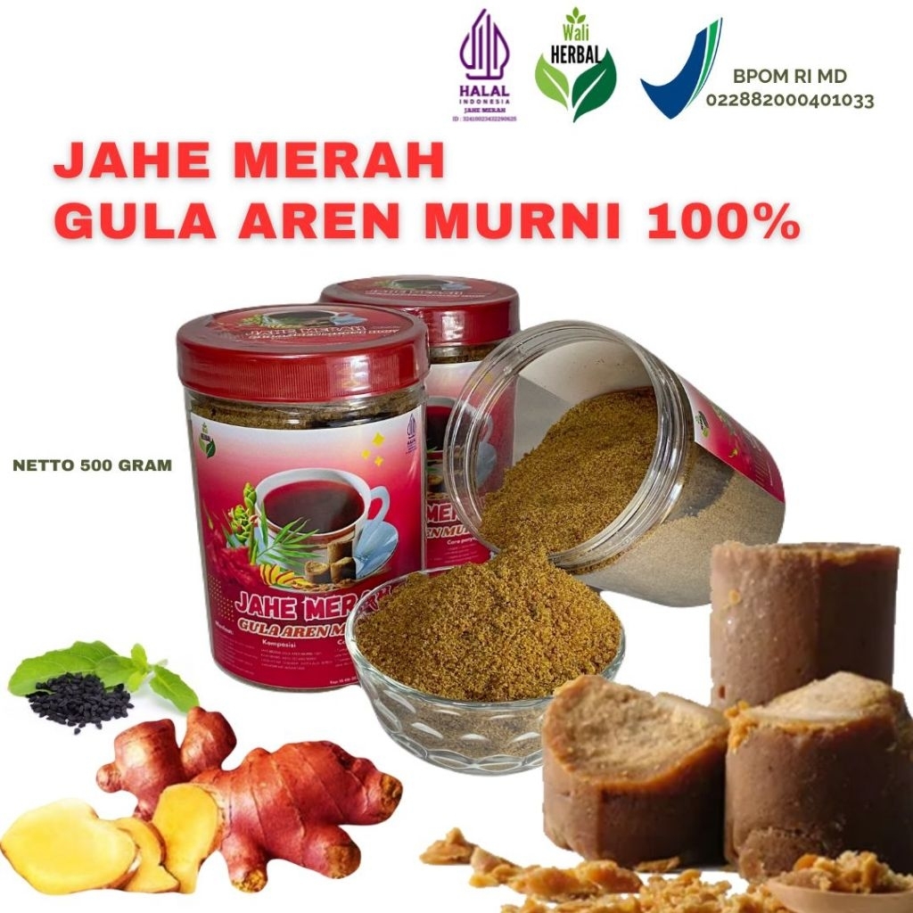 

JAHE MERAH GULA AREN MURNI 100% INSTAN 500 GRAM PREMIUM BUBUK KESEHATAN ALAMI