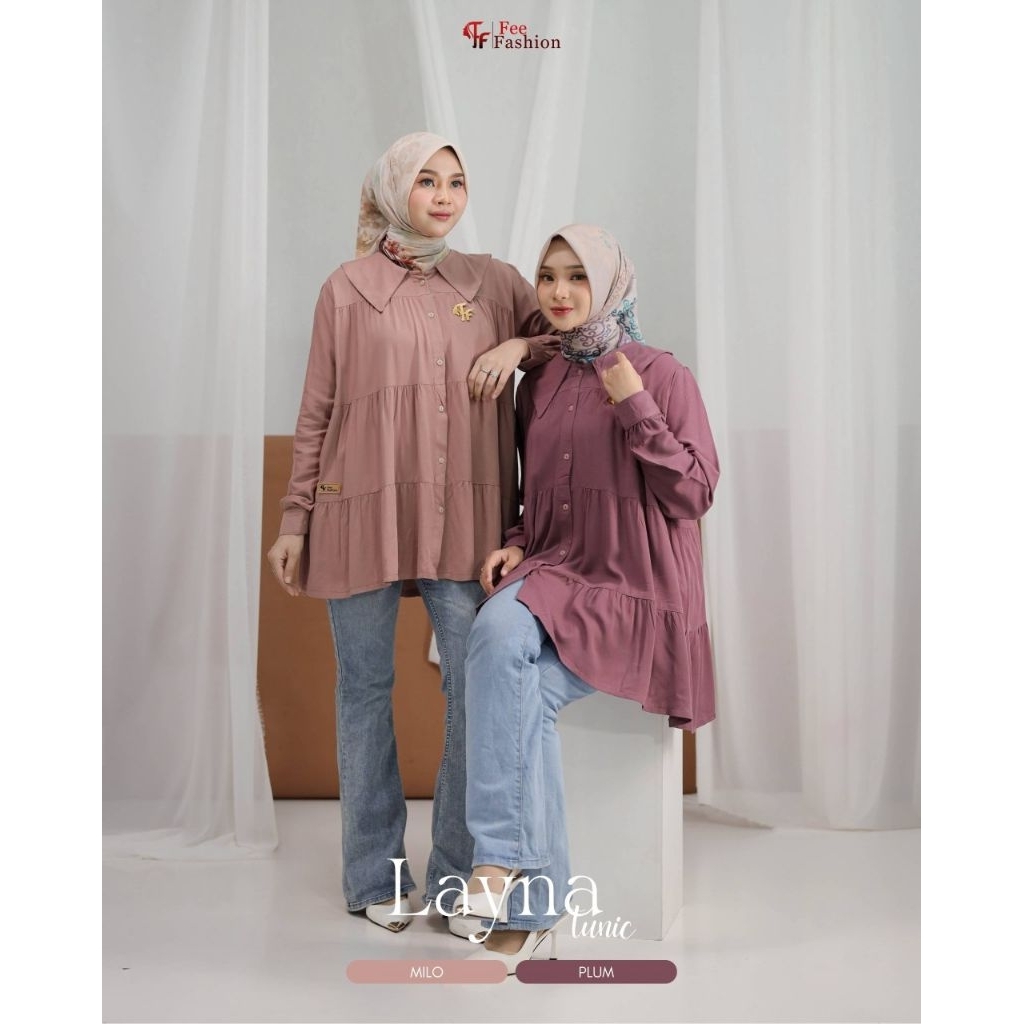 LAYNA TUNIC FEE FASHION, BAJU ATASAN, TUNIK RAYON, TUNIK POLOS