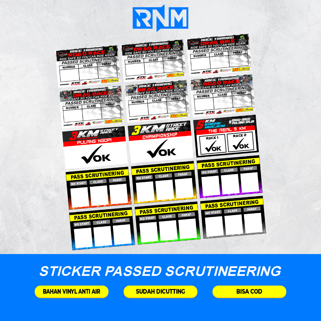 

PROMO !!! STICKER RACING BALIPAT | STICKER PASSED SCRUTINEERING | DRAG RACE | DRAG ROAD | DRAG BIKE | SIZE 10 X 6 | VINYL ANTI AIR
