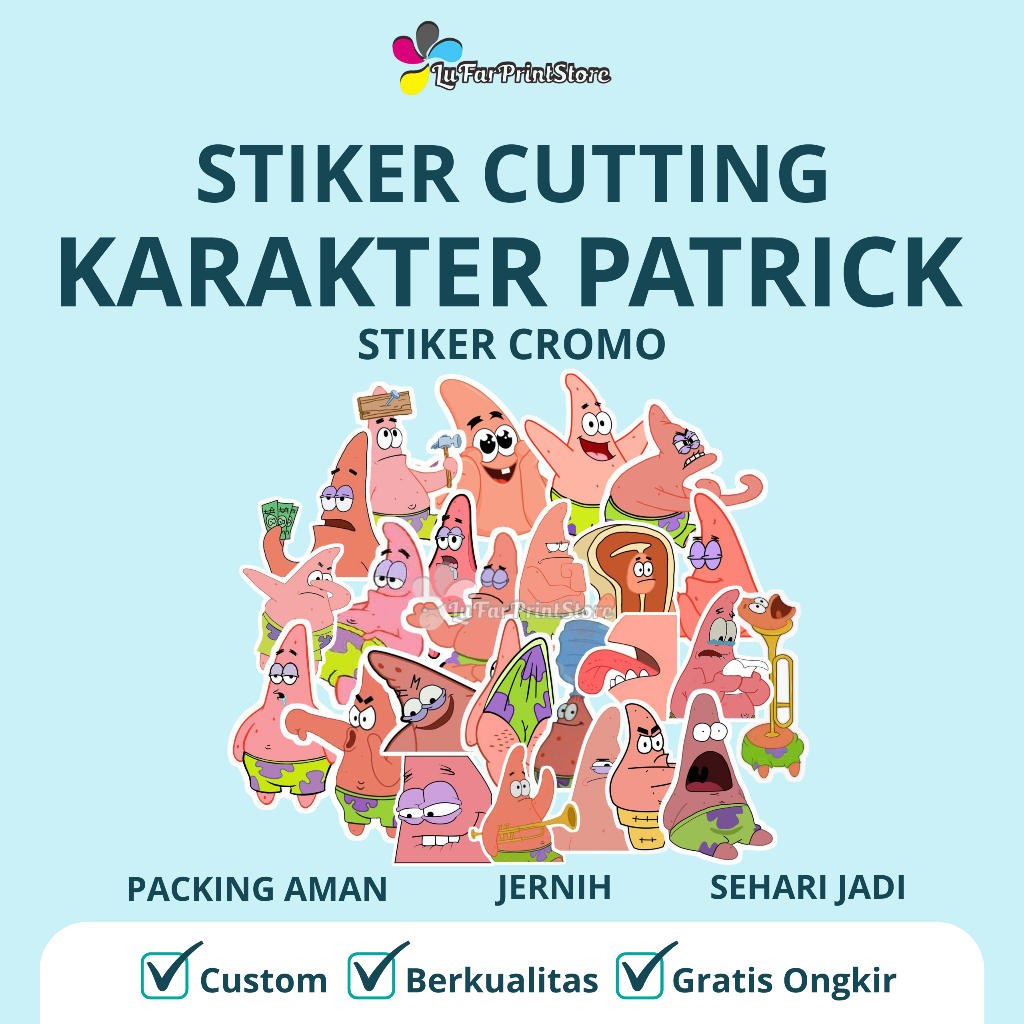 

MURAH STIKER CUTTING PATRICK (ISI 50 PCS) | STIKER CROMO | STIKER PATRICK [ SEHARI JADI ]