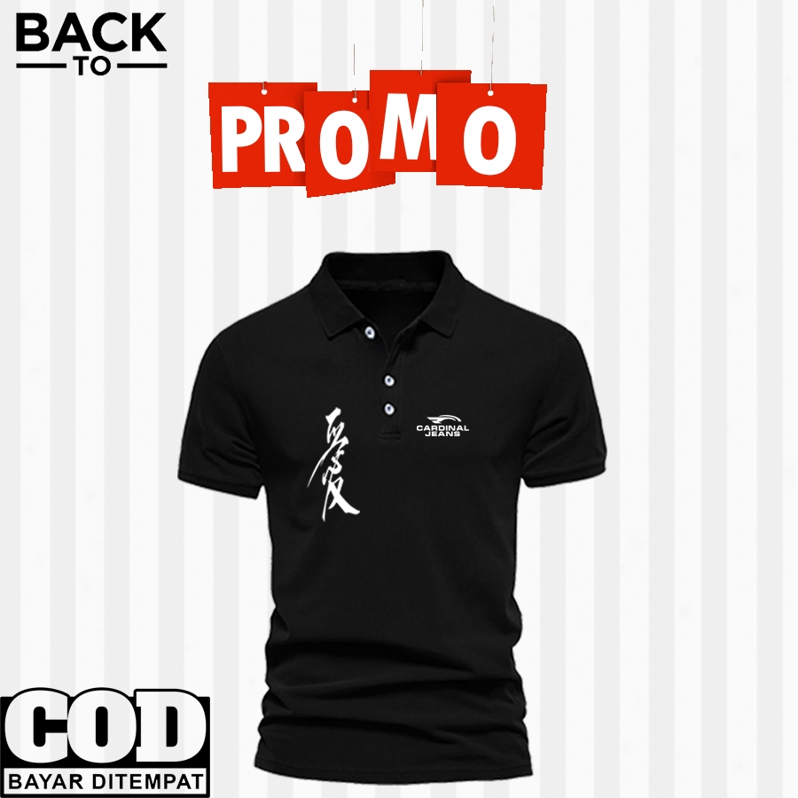 Kaos poloT-Shirt Polo  Dewasa Kaos Kerah CJ Hitam Pria Kaos polo Polosan Pria/wanita