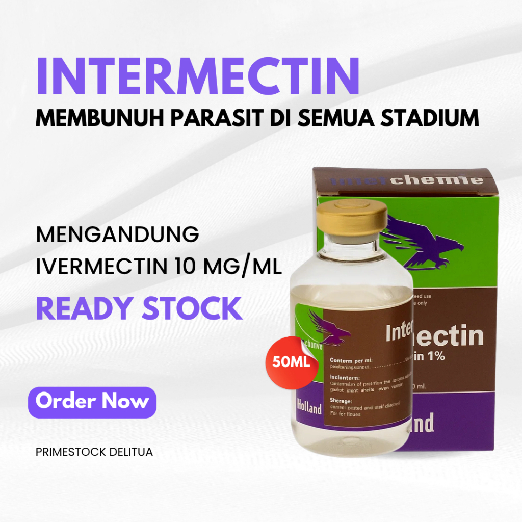 INTERMECTIN Injeksi 50ml - Pengendali Parasit yang Efektif untuk Ternak dan Hewan Peliharaan