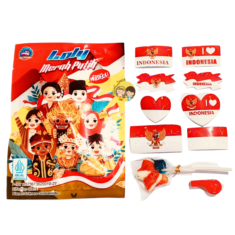 

Permen Loly Merah Putih + Stiker Kemerdekaan + Lolipop + Peluit | Edisi 17 Agustus | Jadoel_Snack