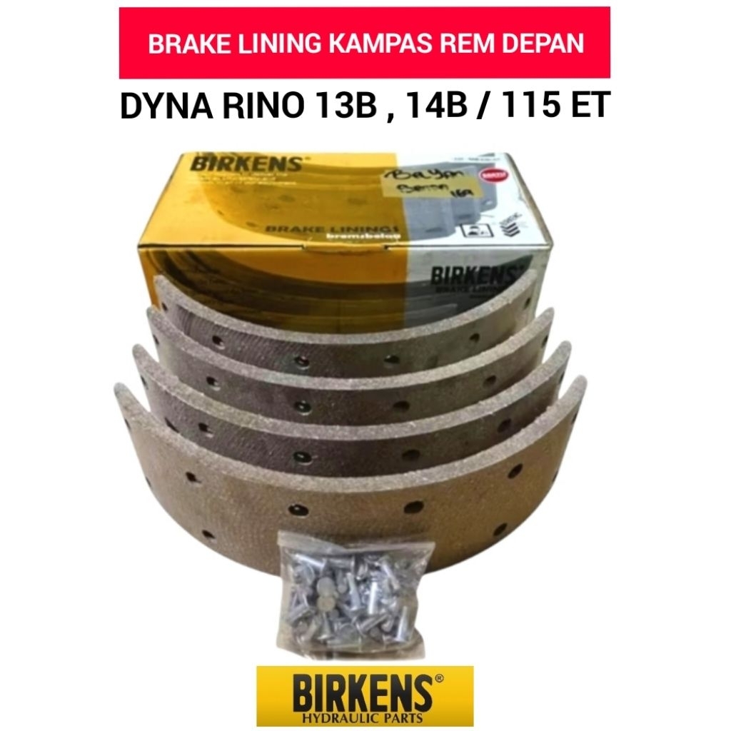 Brake Lining Kampas Rem Depan Toyota Dyna Rino 13B 14B 115 ET 115ET PS Birkens Original