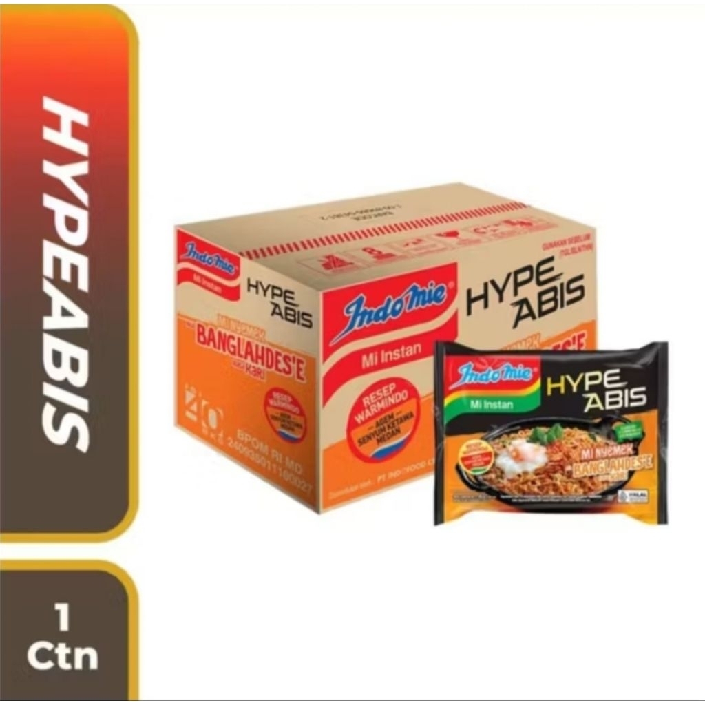 

indomie mie instan hype mie nyemek banglahdes kari 1 dus/indomie nyemeng banglahdes 1 karton (80gr)