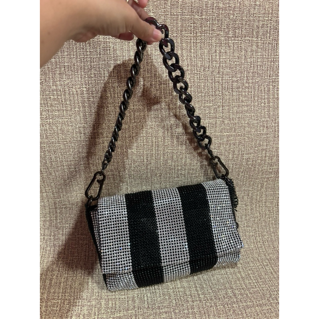 STEVE MADDEN bag tas blink black silver tas pesta