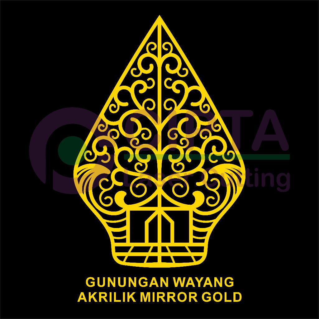 Gunungan Wayang Akrilik Mirror Gold Dekorasi Dinding