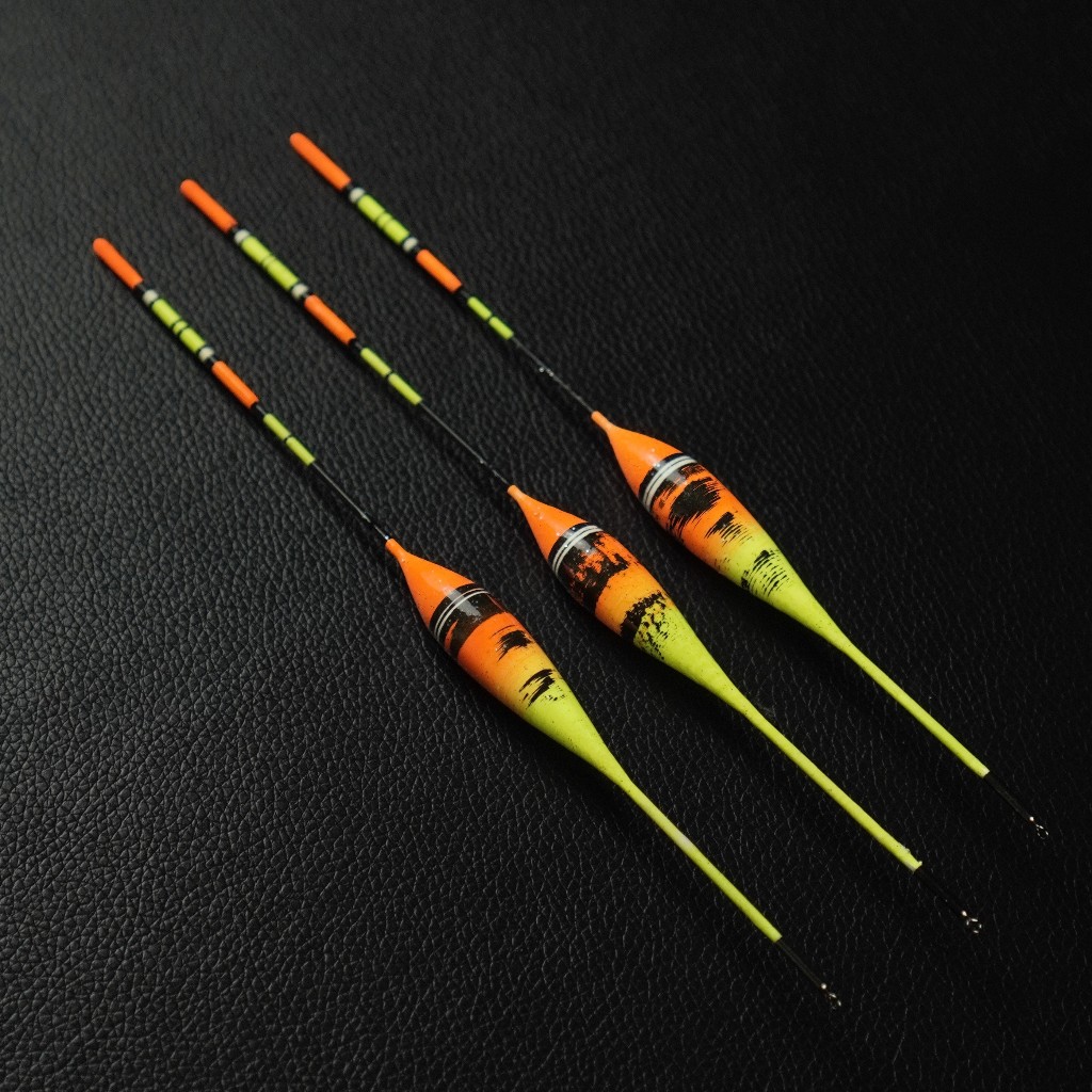 Pelampung Pancing Anti Badai Sensitif Strofoam Padat Fiber Stik Kombinasi Warna Oranye Hijau Stabilo