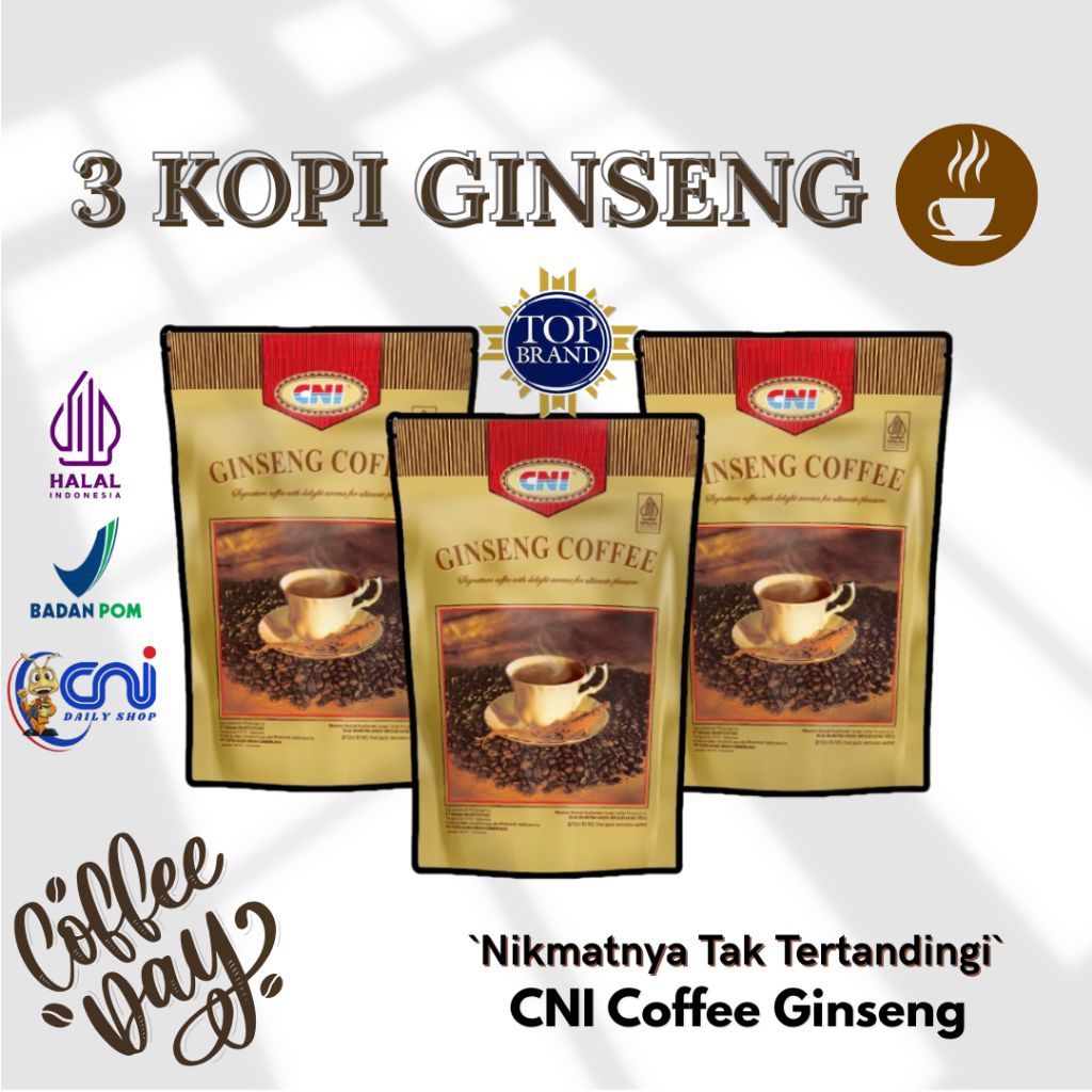 CNI Kopi Ginseng 3 Pack Kopi Ginseng Stamina Kopi Bubuk Original Coffee Ginseng