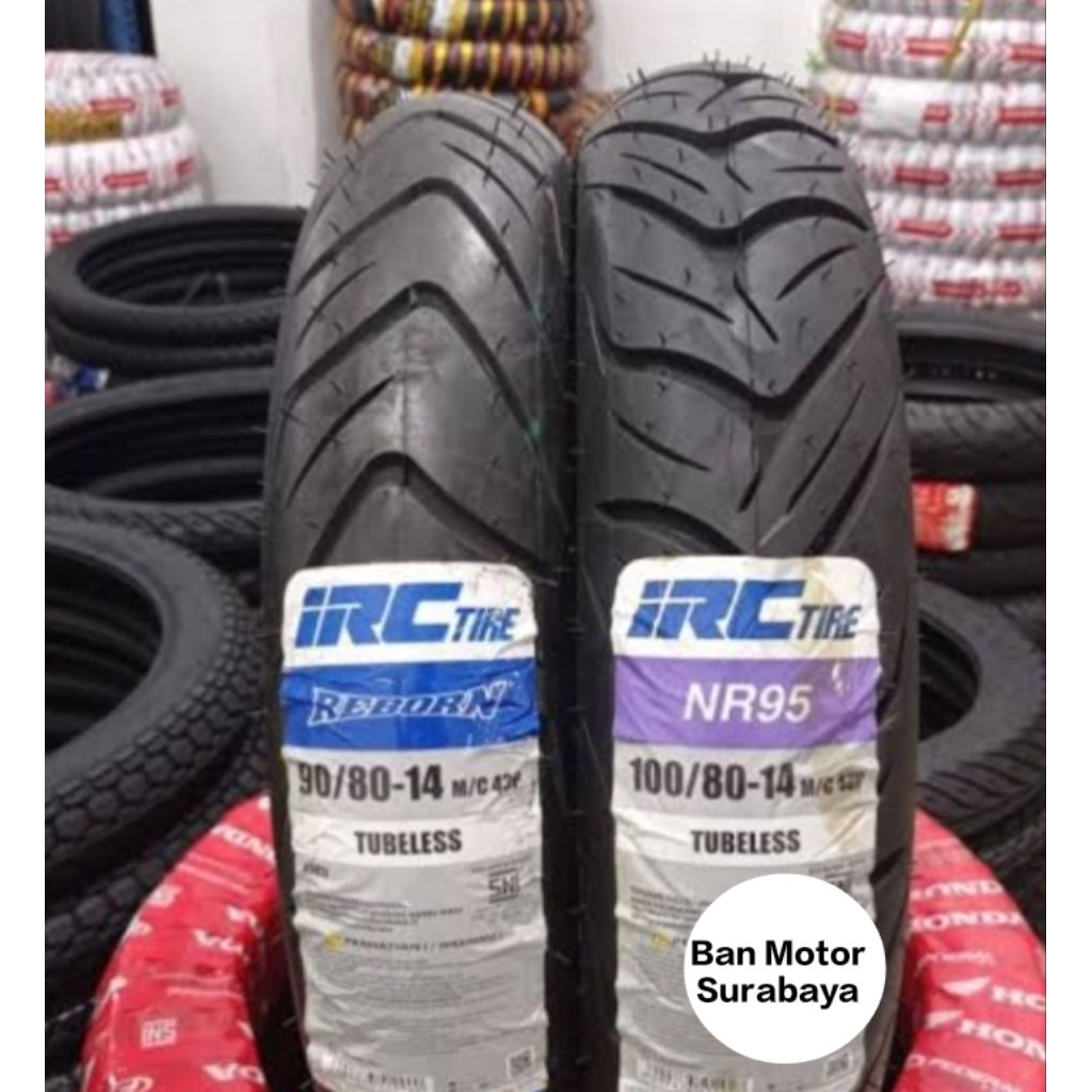 Paket Sepasang Ban Vario IRC 90/80-14 Reborn & 100/80-14 NR 95 Tubeless Ban Luar Vario