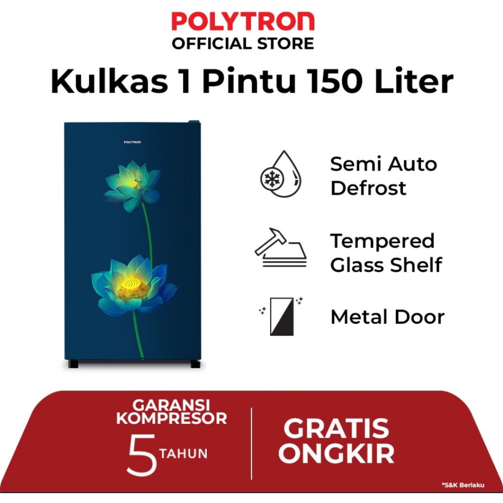 POLYTRON KULKAS 150 liter 1 PINTU PRB-157