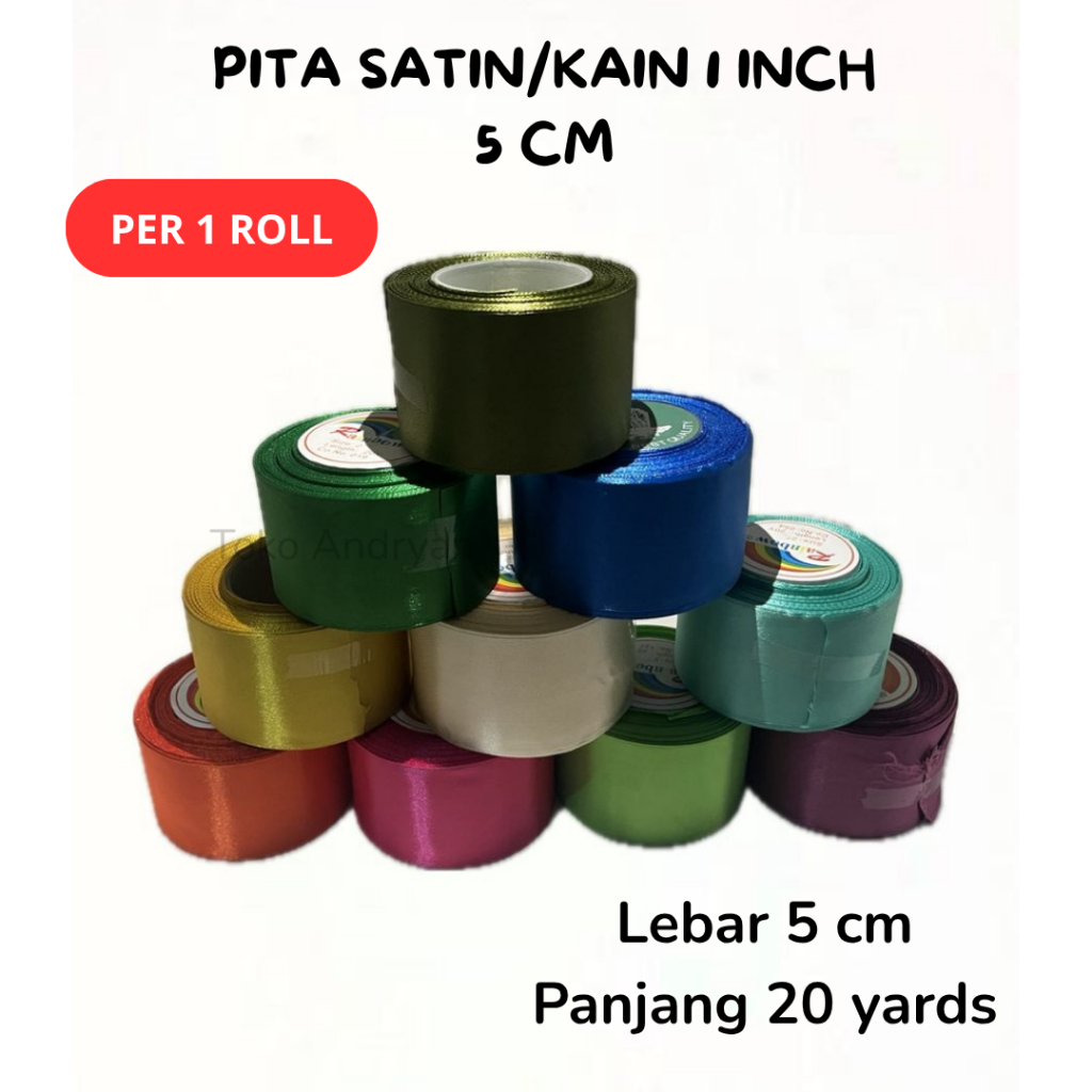 

pita satin pita kain 5 cm 2 inchi / pita kado / pita kain / souvenir