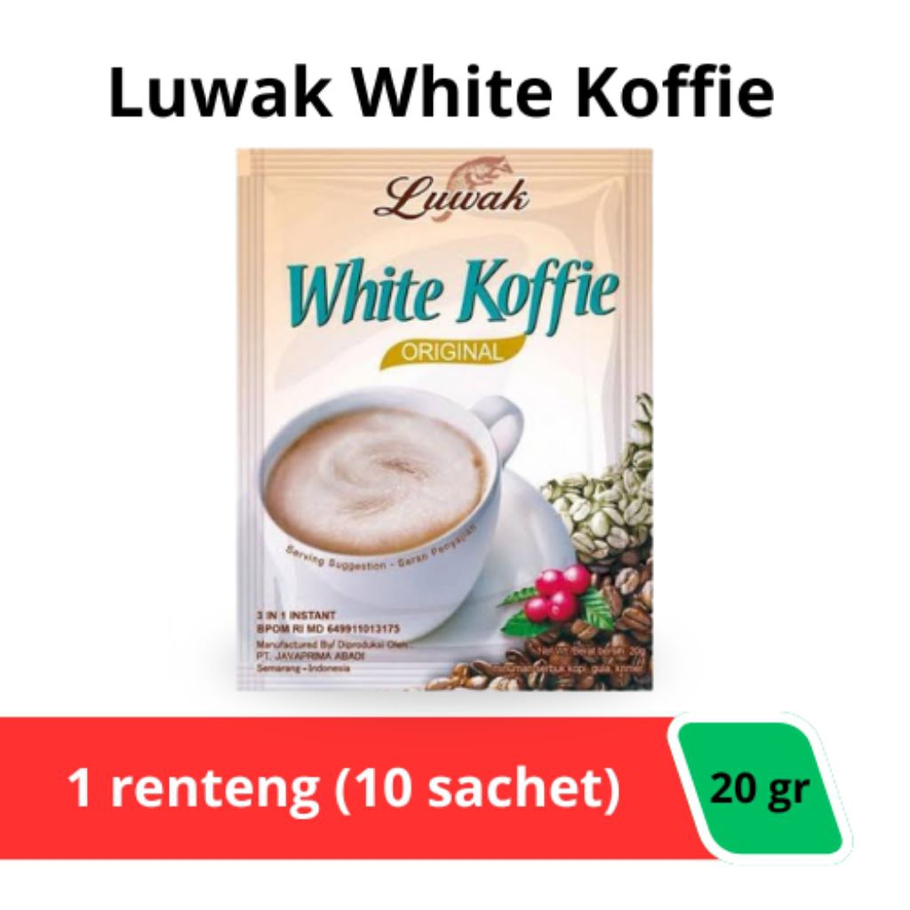 

Promo harga grosir luwak white coffe 1 renteng isi 10pcs 20g
