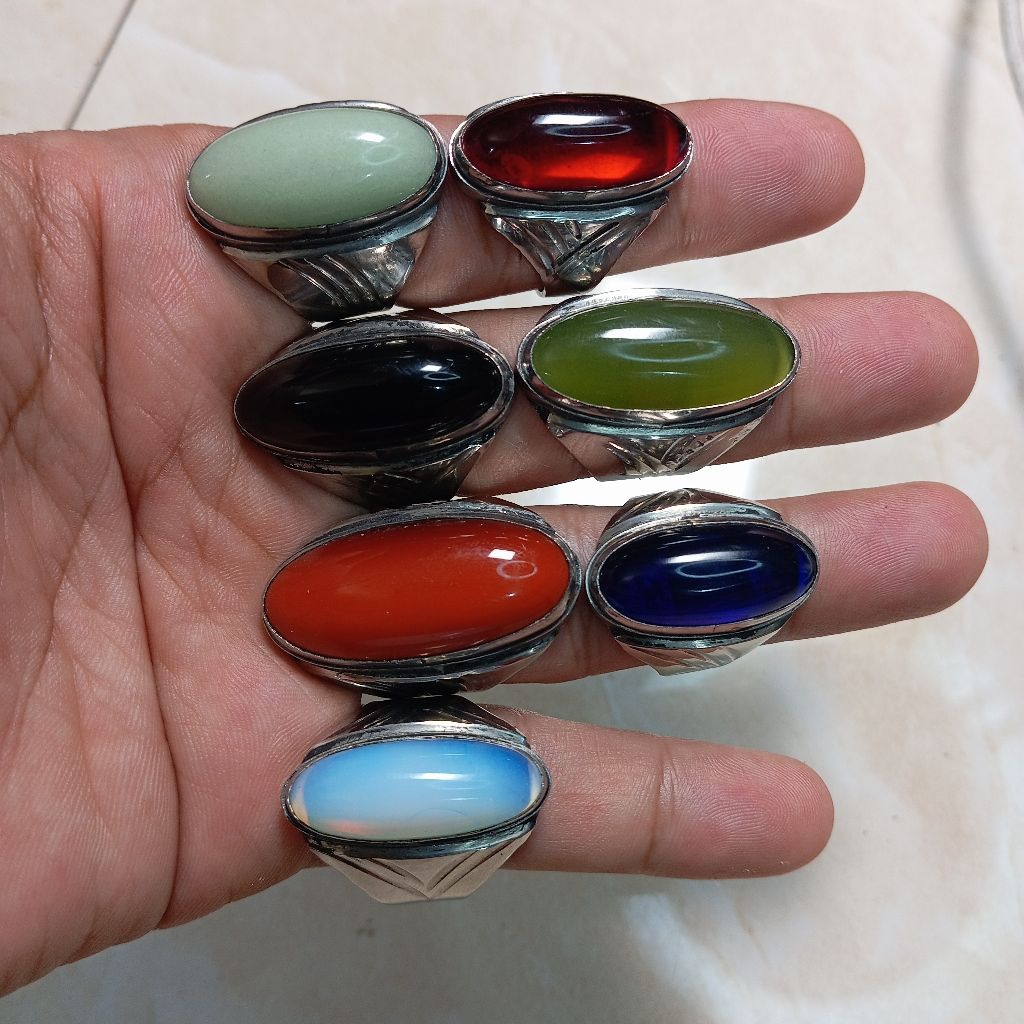 cincin batu akik pandan super HQ ring monel
