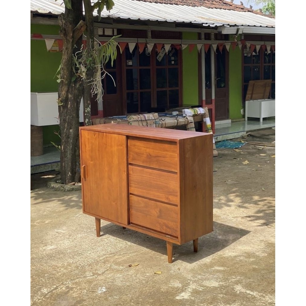 meja drawer laci minimalis jati
