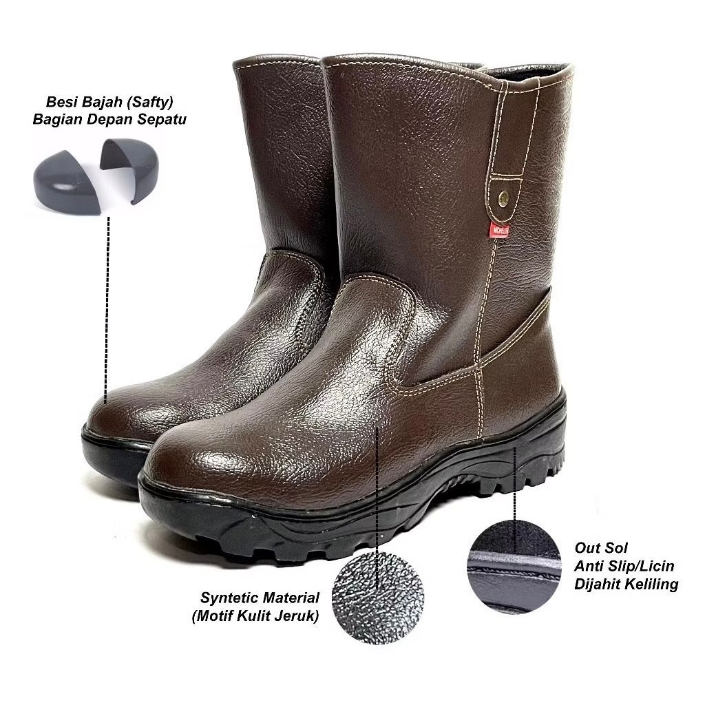 Sepatu Safety Boot Pria | sepatu Kerja Proyek Tambang 100% Original