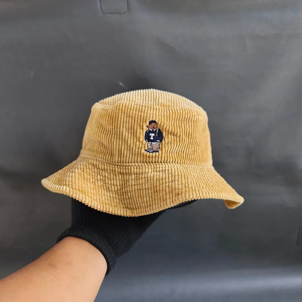 Topi Bucket Hat Unisex Pria Wanita TEENIE WEENIE Corduroy Coklat