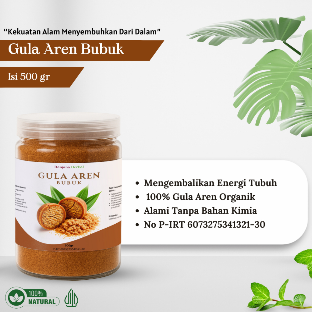 

Ranjana Herbal Gula Aren Bubuk 500gr 100% Murni Asli Organik Aman Terdaftar Dinkes