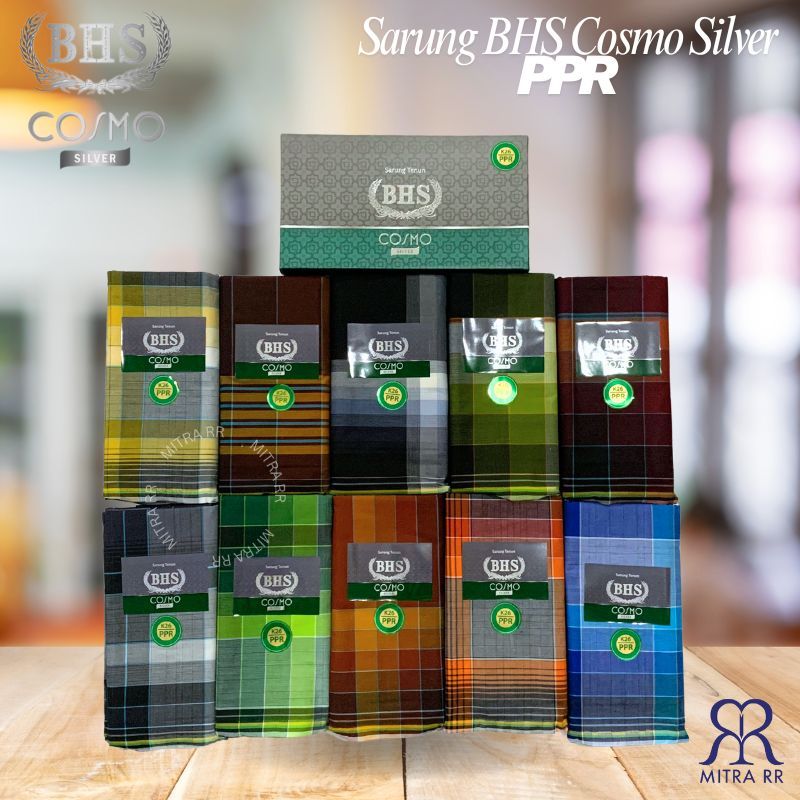 Sarung BHS Cosmo Silver PPR | Sarung BHS Original Sarung Tenun Dewasa Motif Salur Kotak