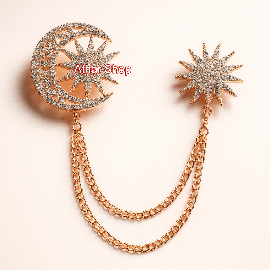 Bros Kebaya Janggan Melayu Motif Bulan Bintang - Bros Beskap Motif Bulan Bintang