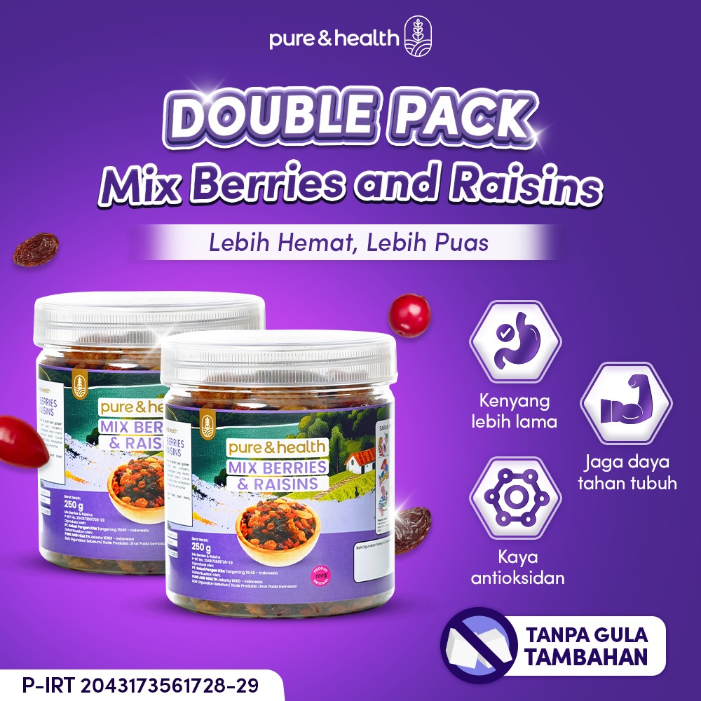 

[PAKET ISI 2] Mix Berry and Raisins 250 gram - Camilan Kismis dengan Cranberry dan Goji Berry