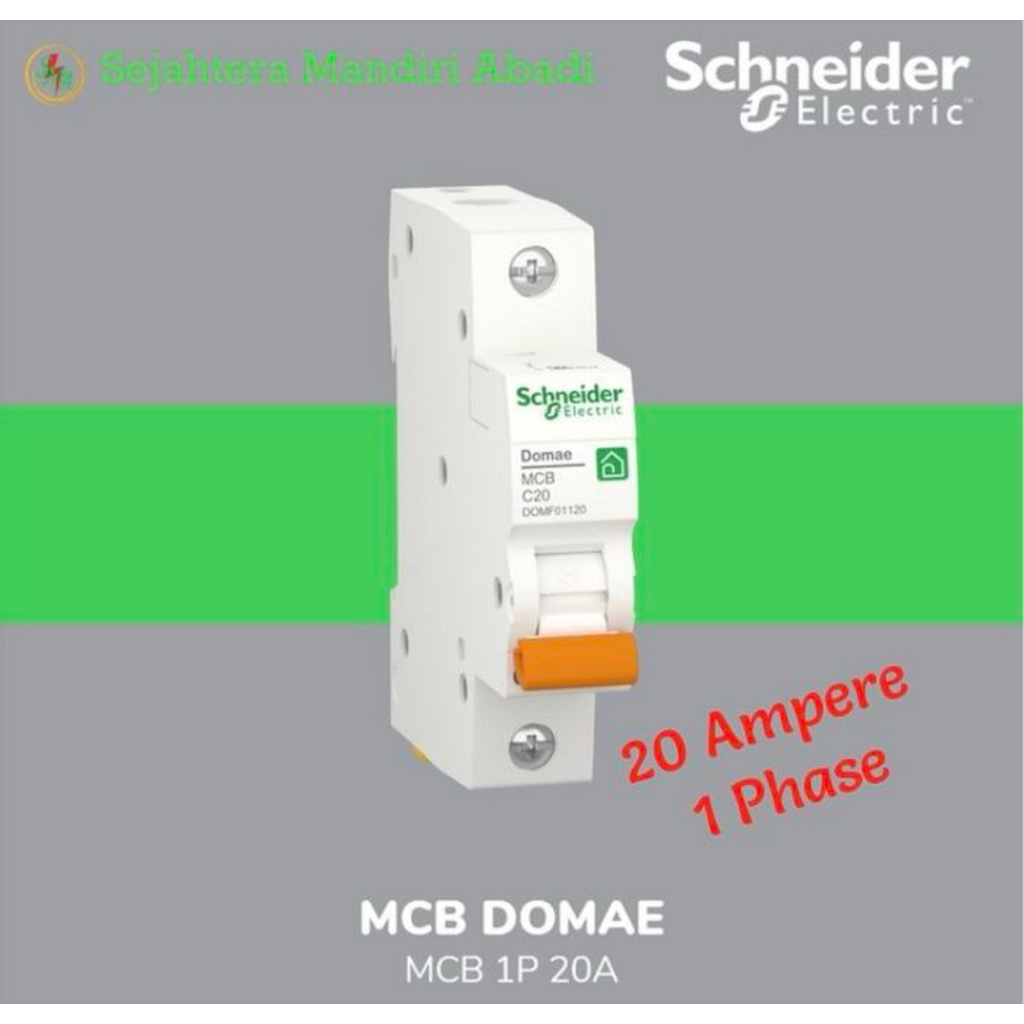 MCB 20 Ampere 1 Phase Domae 6kA Schneider Original Merlin Gerin