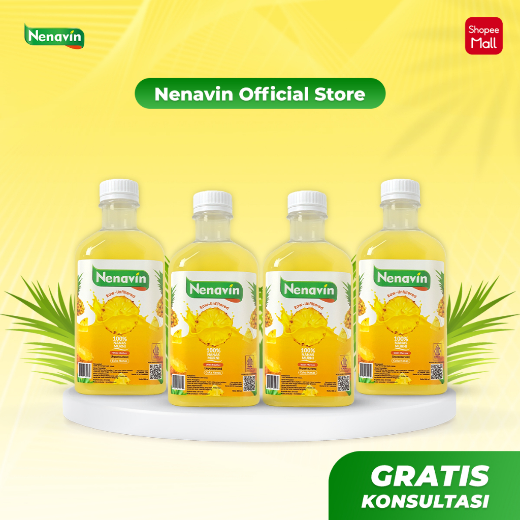 

Cuka Nanas Nenavin 4 Botol – Dengan Inang Cuka (Mother), Tanpa Bahan Kimia 300ml