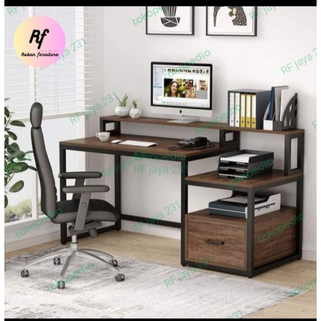 meja kerja minimalis industrial