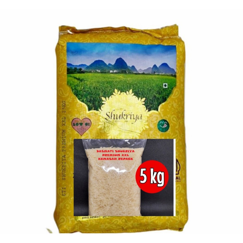 

Beras Basmati Shukriya Premium xxl Sella Kemasan Repack 5kg Basmati India