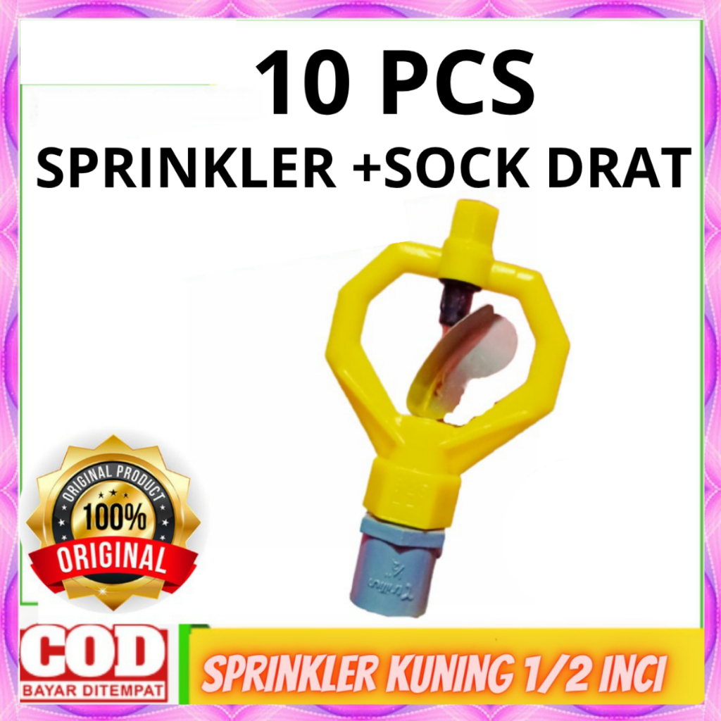10 PCS paket sprinkler kuning + shockdrat isi 10 pcs sprinkler pertanian kincir air putar copy