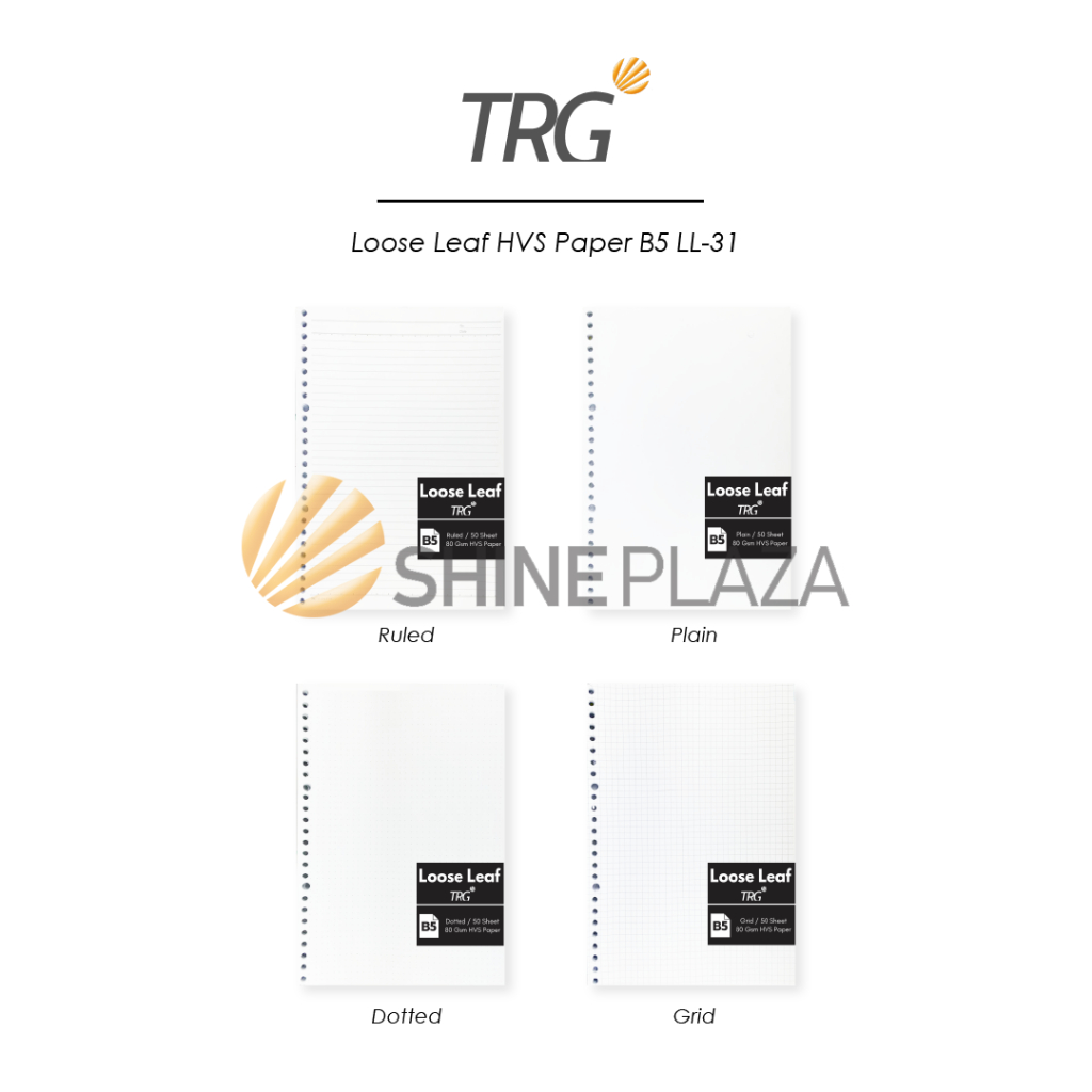 

TRG Isi Loose Leaf HVS Paper 26 Holes LL-31 B5 80gsm - Refill Kertas Binder Motif Ruled Dotted Grid Plain 80 gsm 1 Pak Isi 50 Lembar TRG