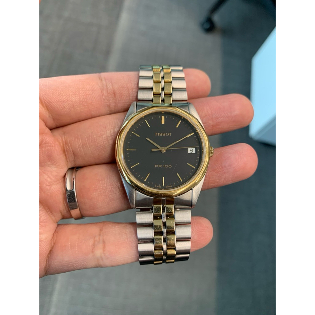 Tissot PR100 Swiss Made Black Dial full original Quartz kondisi istimewa , Jam tangan vintage watch