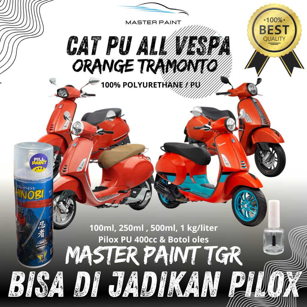 ( BISA DIJADIKAN PILOX ) Cat PU All Vespa Matic Sprint Primavera GTS Orange Tramanto original | Cat 