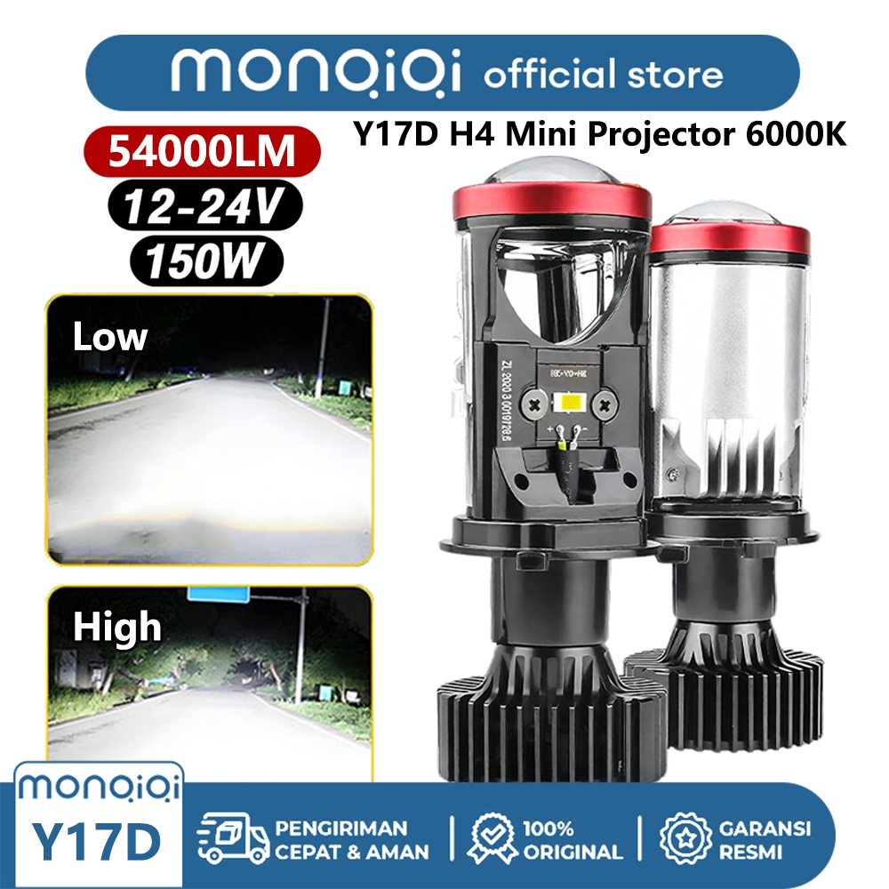 2PCS Lampu Led Mobil Dan Motor H4 Mini PJECTOR PROJIE Y17D 2025 New SUPER BRIGHT 150 Watt Y17D H4 Mi