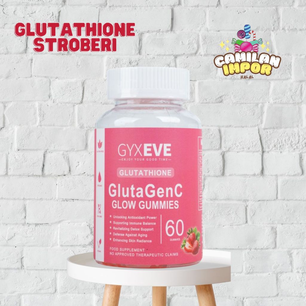 [ 100% HALAL ] Permen Gummy Suplemen Kecantikan Glutathione Stroberi