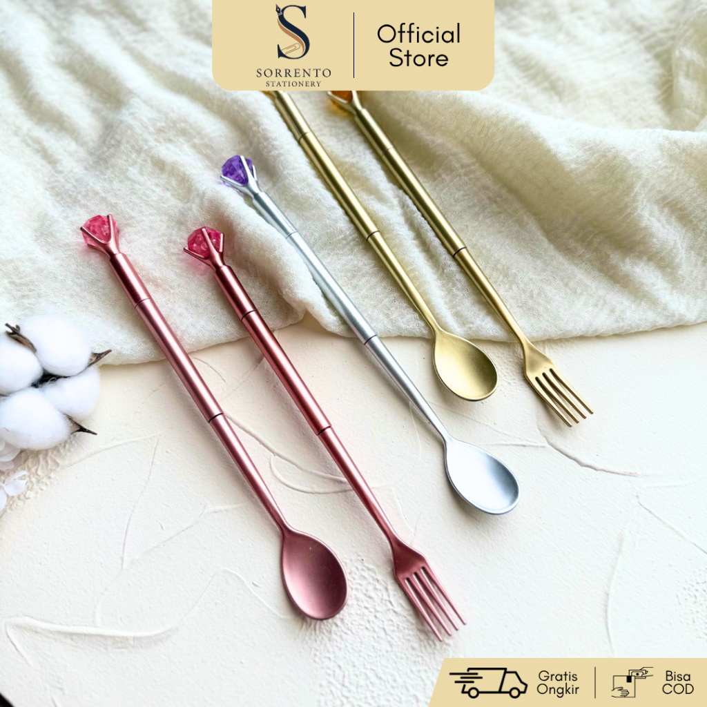 

Pulpen Gel Sendok Garpu dengan Tutup Kristal