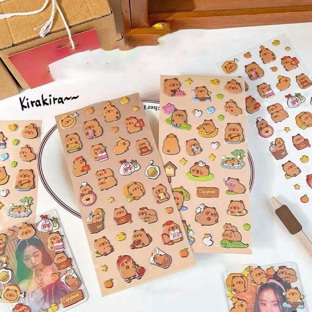 

1Lembar Sticker CAPYBARA BUBBLE LOVELY 3D Sticker Decor Planner DIY Scrapbook Stiker Dekor