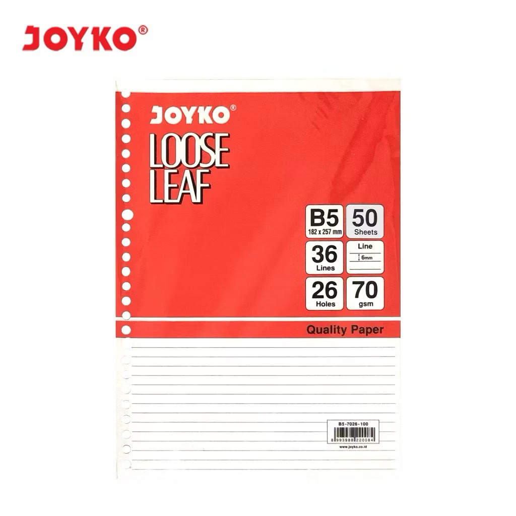 

JOYKO Loose Leaf Isi Kertas File Binder Bergaris / Refill Isi Binder Garis B5