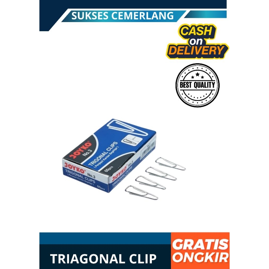 

[1LUSIN] trigonal clip paper clip joyco no 3 paperclip jocyo no 5 paperclip murah paperclip grosir