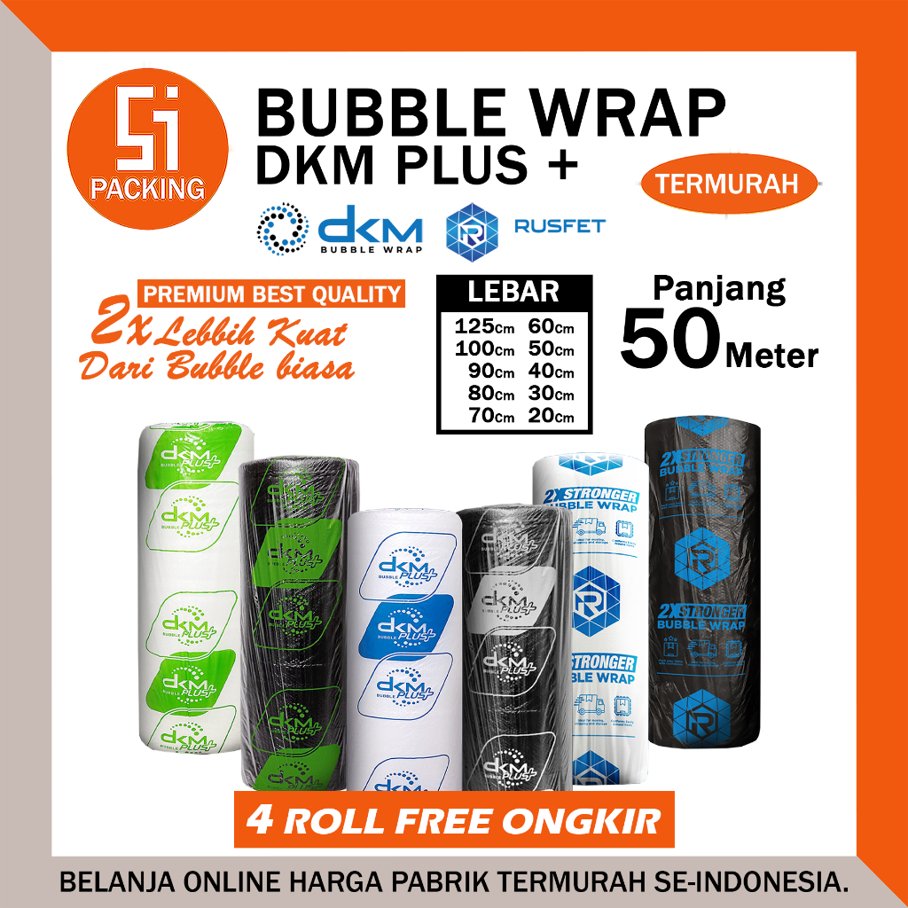 

Plastik Bubble Wrap 125cm X 50m Dkm Plus Bubblewrap Packing Premium Roll