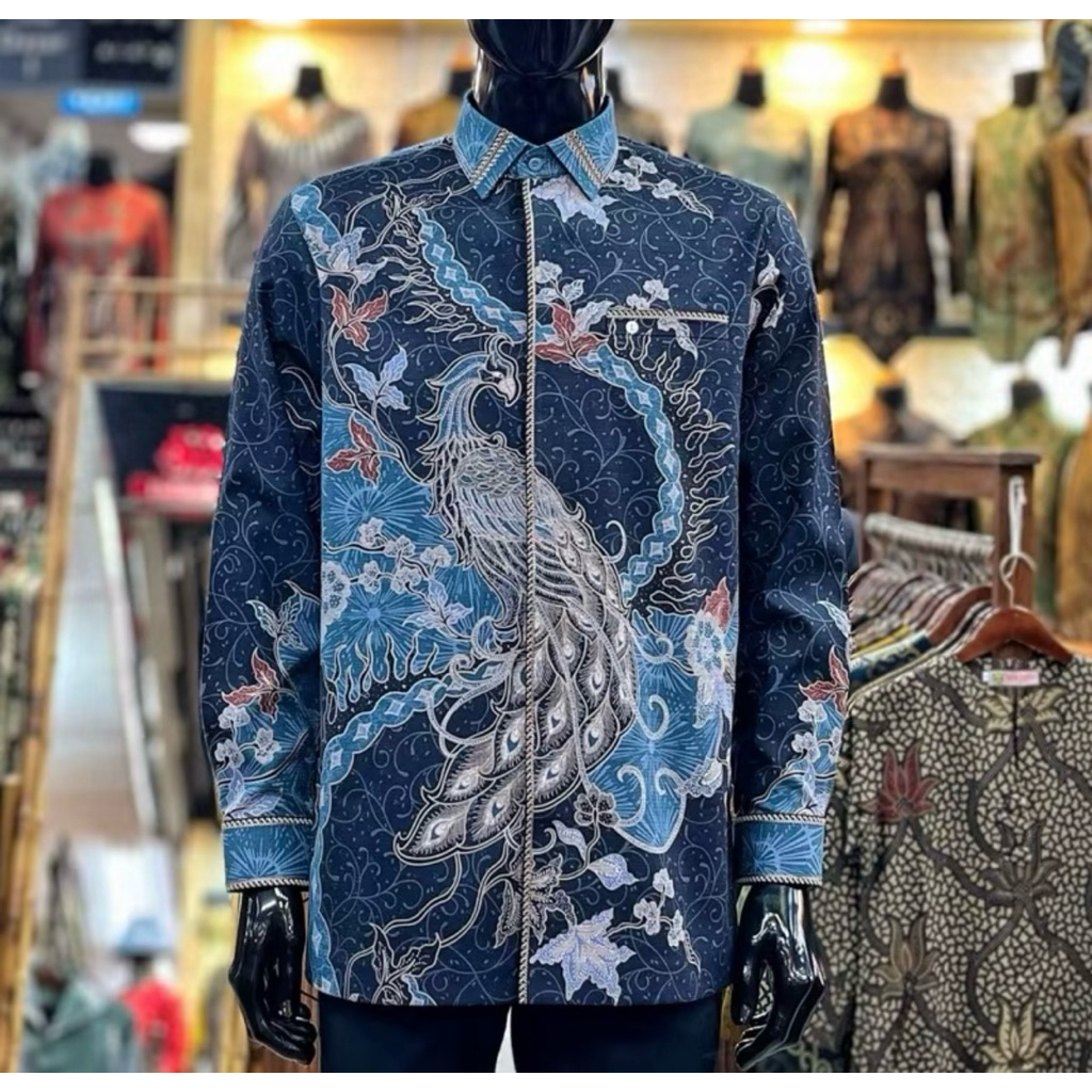 Batik Cantieq Exclusive - Wicaksana Navy Batik Pria bordir smock - Batik semi jas dobby india - Bati