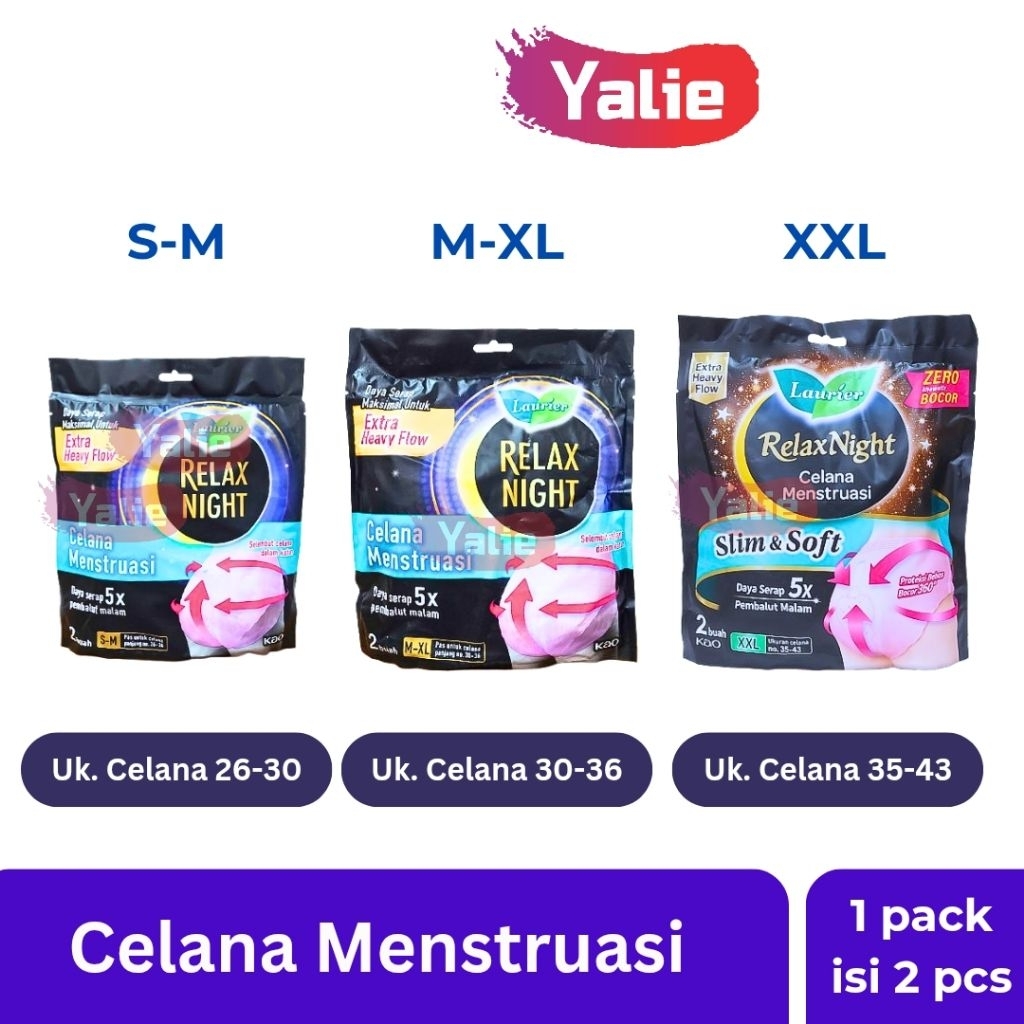 LAURIER Celana Menstruasi S-M | M-XL | XXL isi 2 Pcs Relax Night Mens Pants Pembalut Haid Celana Pem