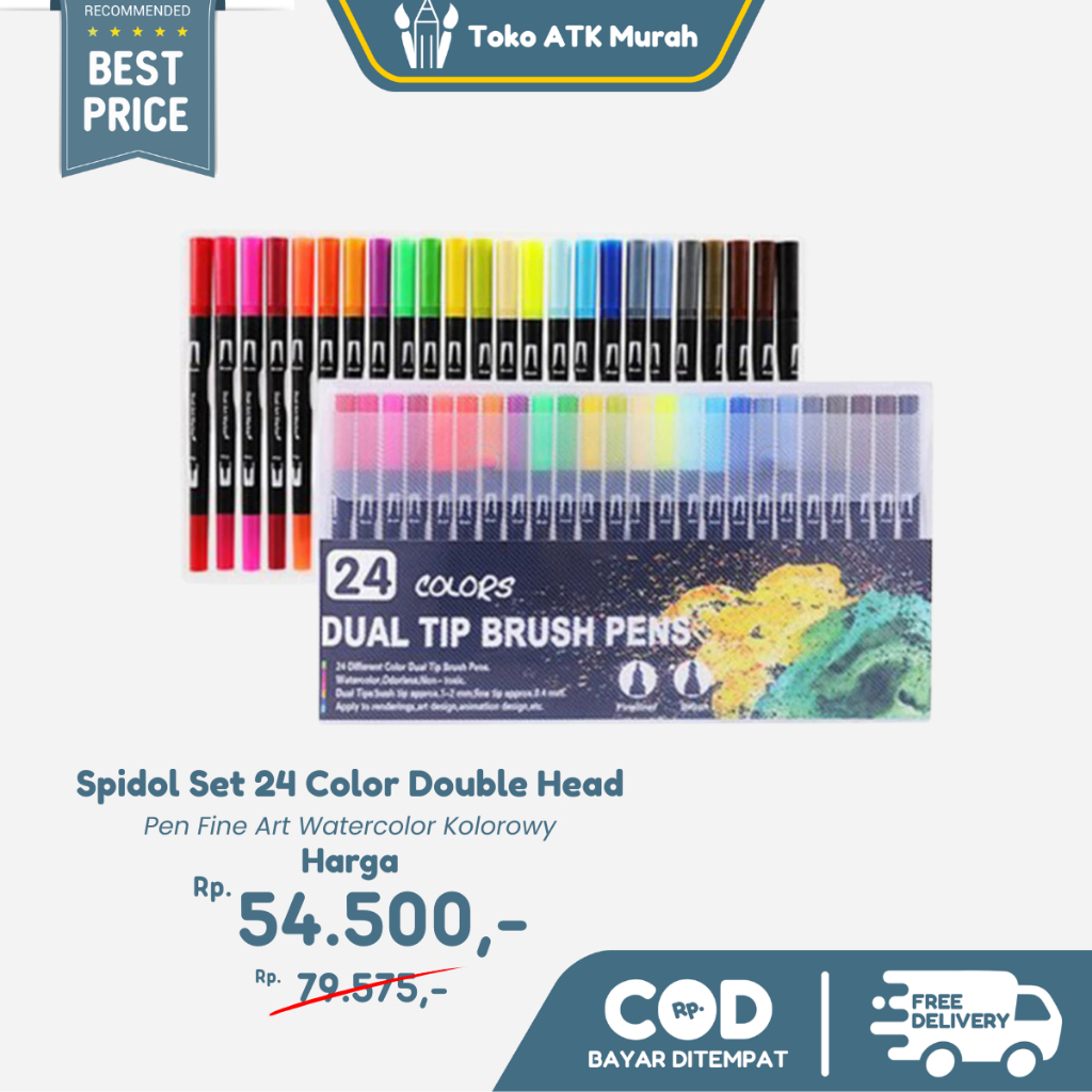 

Spidol Set 24 Color Double Head Drawing Pen Fine Art Watercolor Kolorowy