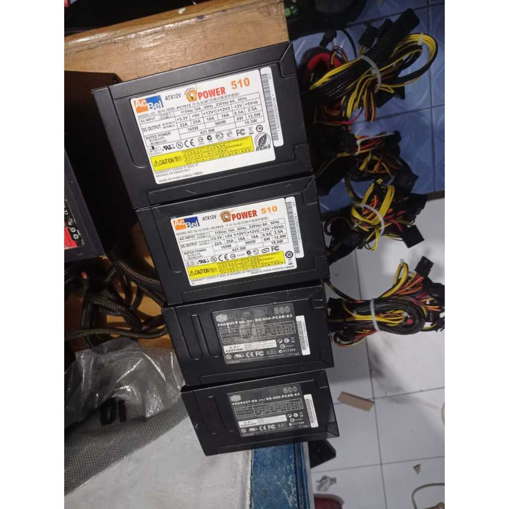 psu / power supply acbel cooler master 480watt/500watt  Fan12 pin 6 pure normal