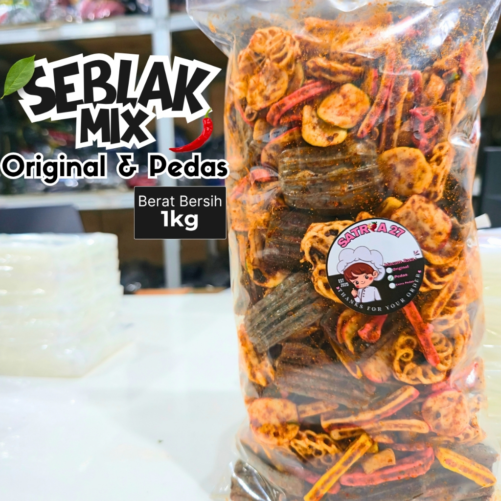 

KERUPUK SEBLAK MIX/CAMPUR PEDAS DAUN JERUK ISI 1KG